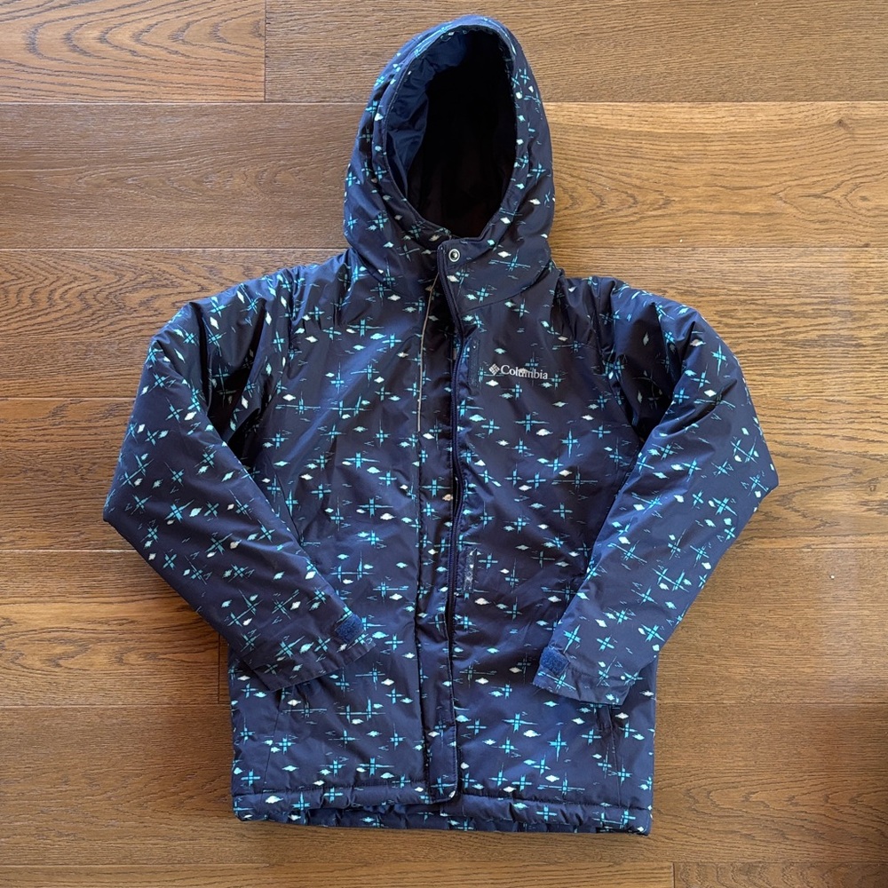Columbia Kids' Navy and Teal Patterned Puffer Jacket